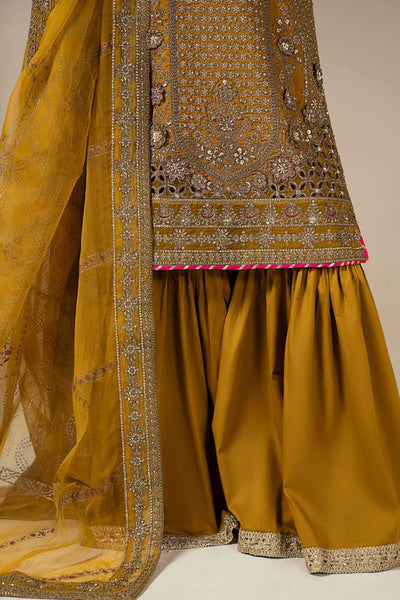 Maria B | RTW | 3 Piece Embroidered Raw Silk Suit-Brand:Maria B-Type:Luxury Formals-Yellow - House of Maryam- Buy in UK, USA