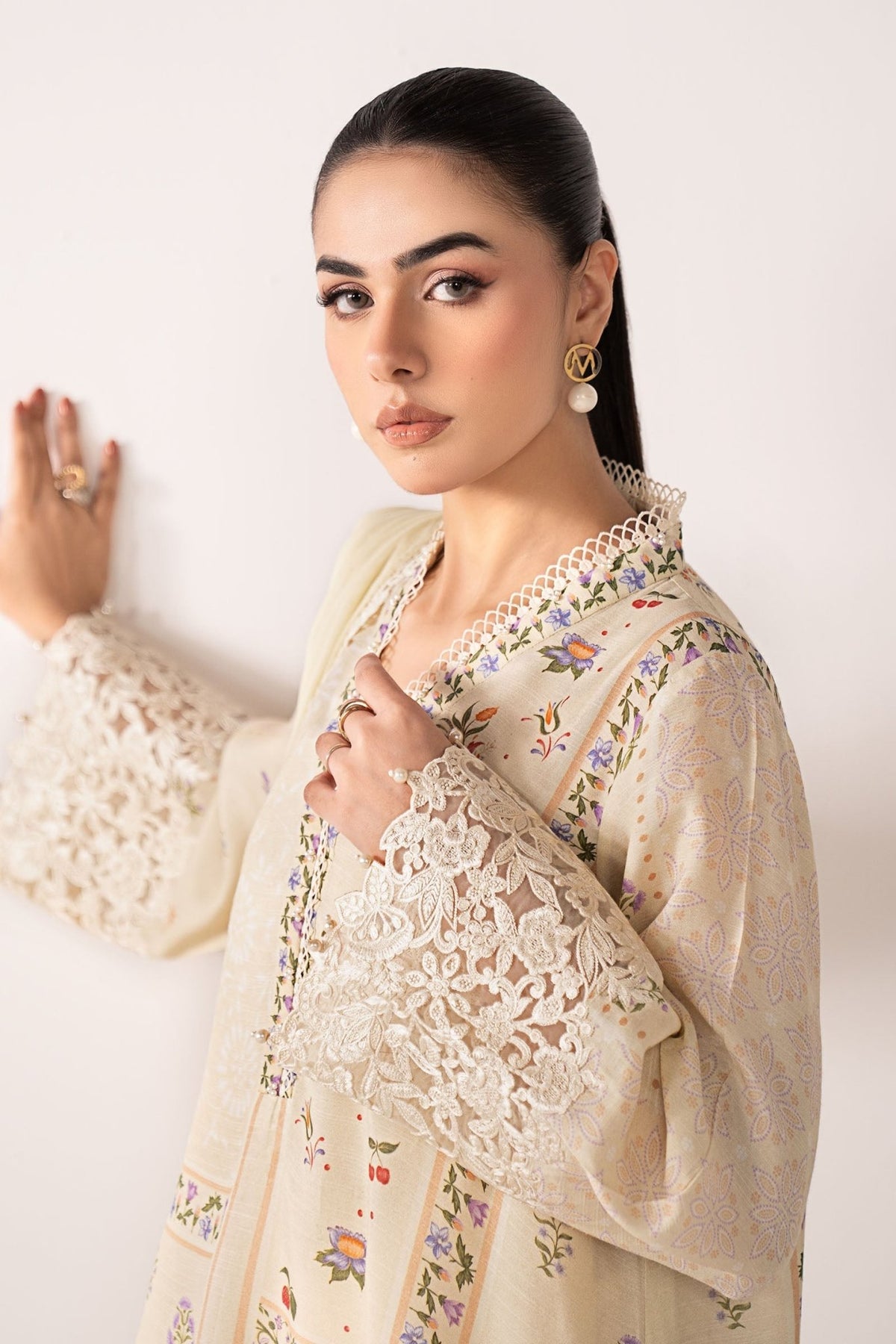 Maria B | RTW | 3 Piece Embroidered Raw Silk Suit-Brand:Maria B-Type:Luxury Pret-Yellow - House of Maryam- Buy in UK, USA