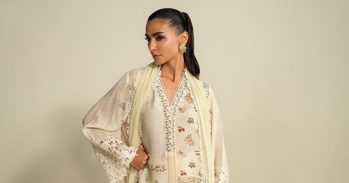 Maria B | RTW | 3 Piece Embroidered Raw Silk Suit-Brand:Maria B-Type:Luxury Pret-Yellow - House of Maryam- Buy in UK, USA