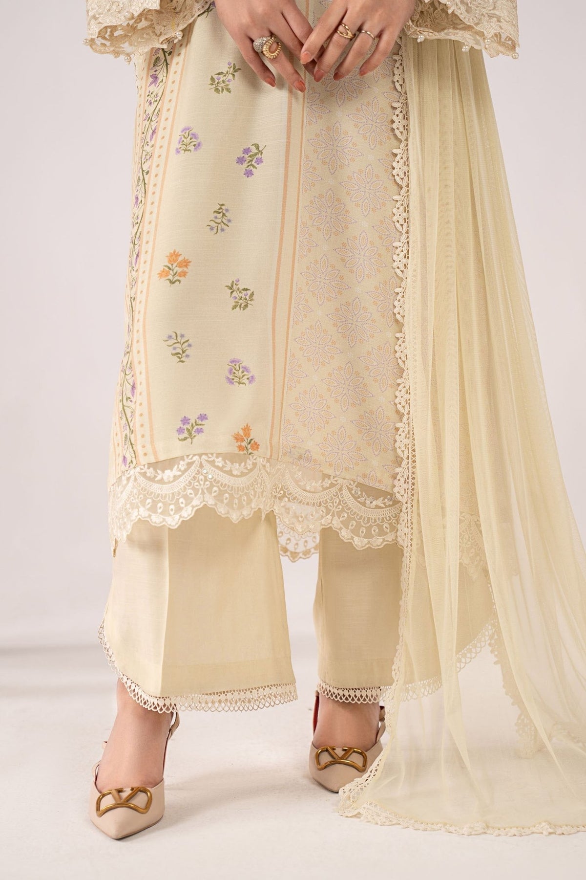 Maria B | RTW | 3 Piece Embroidered Raw Silk Suit-Brand:Maria B-Type:Luxury Pret-Yellow - House of Maryam- Buy in UK, USA
