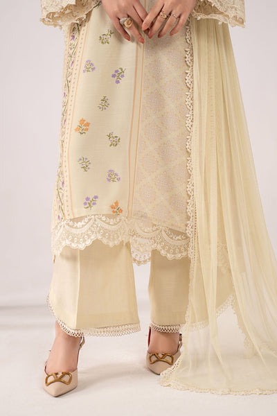 Maria B | RTW | 3 Piece Embroidered Raw Silk Suit-Brand:Maria B-Type:Luxury Pret-Yellow - House of Maryam- Buy in UK, USA