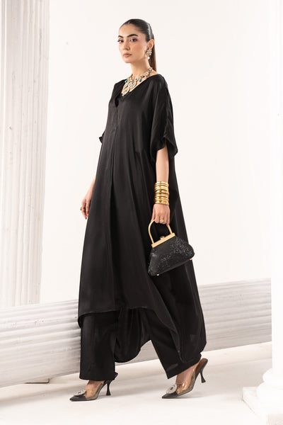 Maria B | RTW | 3 Piece Embroidered Satin Silk Suit-Brand:Maria B-Type:Luxury Formals-Black - House of Maryam- Buy in UK, USA