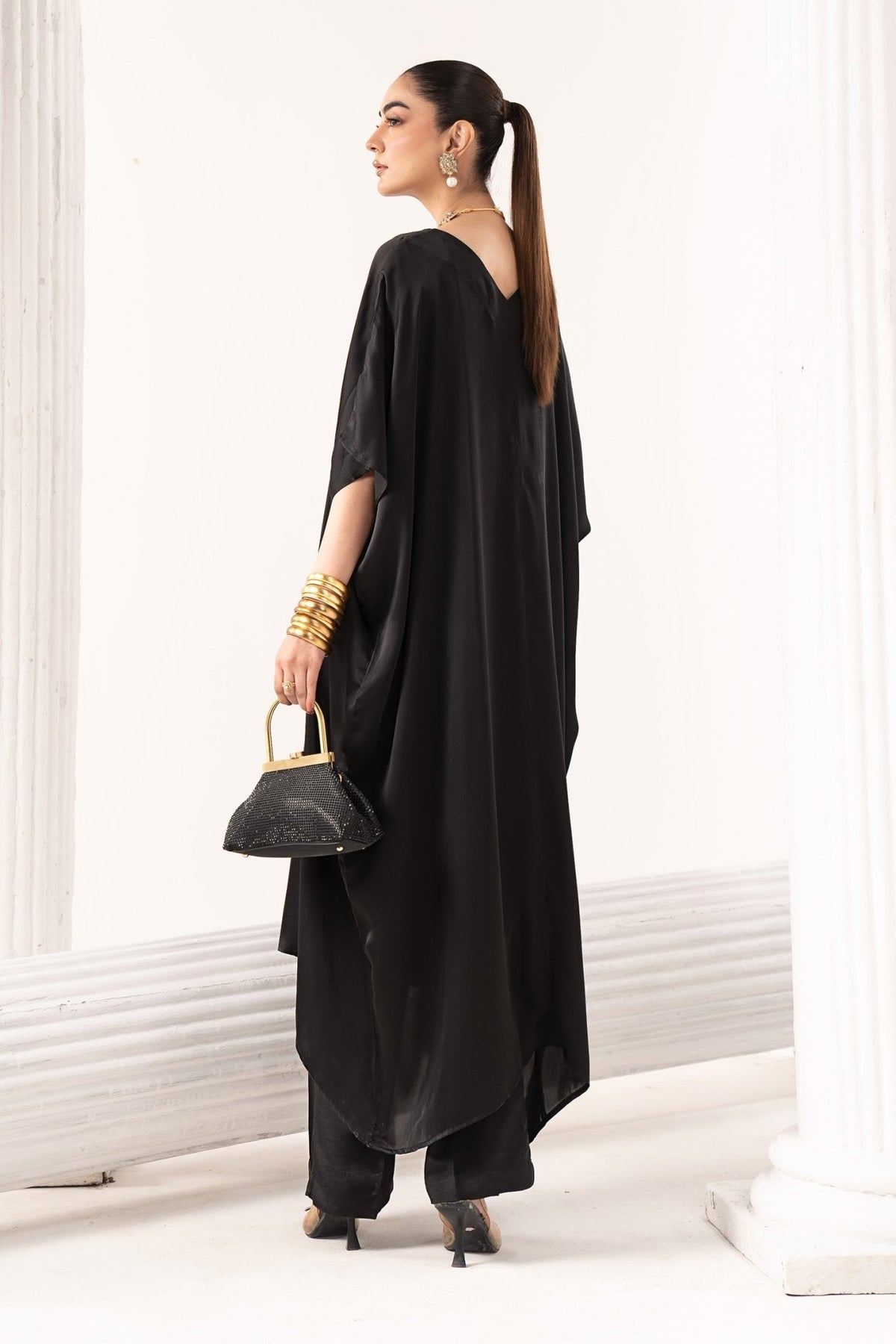 Maria B | RTW | 3 Piece Embroidered Satin Silk Suit-Brand:Maria B-Type:Luxury Formals-Black - House of Maryam- Buy in UK, USA