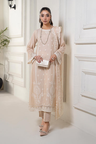 Maria B | RTW | 3 Piece Embroidered Self Jacquard Suit-Brand:Maria B-Type:Luxury Pret-Brown - House of Maryam- Buy in UK, USA