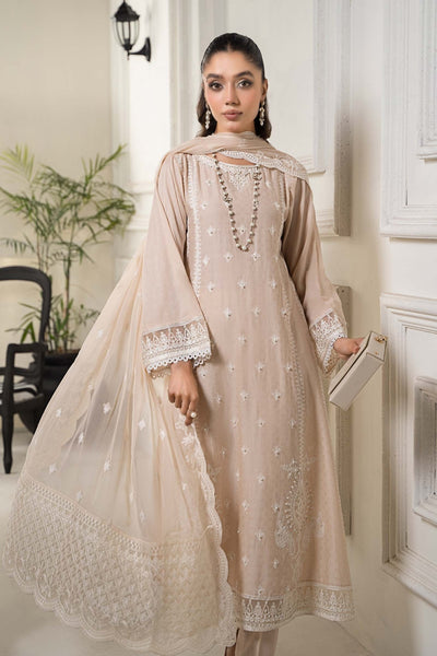 Maria B | RTW | 3 Piece Embroidered Self Jacquard Suit-Brand:Maria B-Type:Luxury Pret-Brown - House of Maryam- Buy in UK, USA