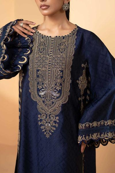 Maria B | RTW | 3 Piece Embroidered Self Tassel Silk Suit-Brand:Maria B-Type:Luxury Formals-Blue - House of Maryam- Buy in UK, USA
