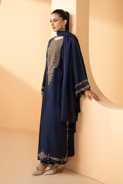 Maria B | RTW | 3 Piece Embroidered Self Tassel Silk Suit-Brand:Maria B-Type:Luxury Formals-Blue - House of Maryam- Buy in UK, USA