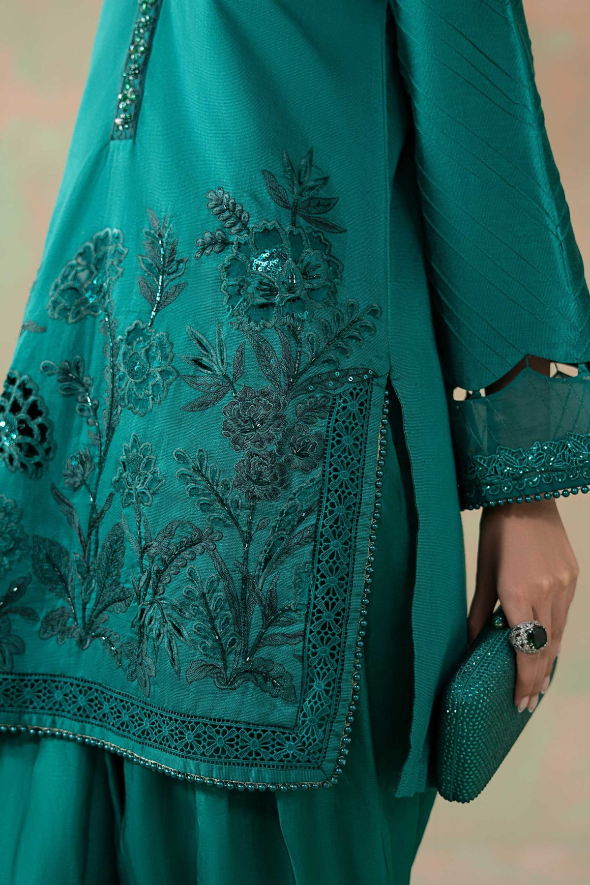 Maria B | RTW | 3 Piece Embroidered Silk Net Suit-Brand:Maria B-Type:Luxury Formals-Blue - House of Maryam- Buy in UK, USA