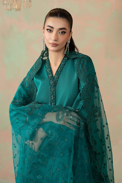 Maria B | RTW | 3 Piece Embroidered Silk Net Suit-Brand:Maria B-Type:Luxury Formals-Blue - House of Maryam- Buy in UK, USA