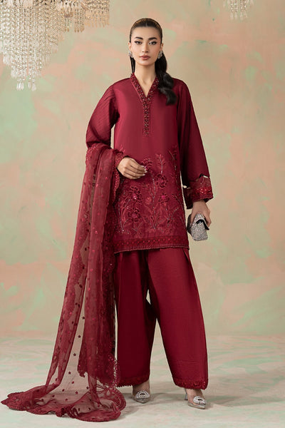 Maria B | RTW | 3 Piece Embroidered Silk Net Suit-Brand:Maria B-Type:Luxury Formals-Pink - House of Maryam- Buy in UK, USA