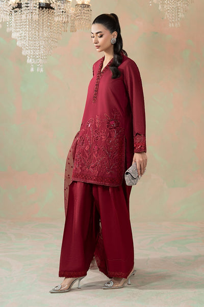 Maria B | RTW | 3 Piece Embroidered Silk Net Suit-Brand:Maria B-Type:Luxury Formals-Pink - House of Maryam- Buy in UK, USA