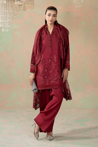 Maria B | RTW | 3 Piece Embroidered Silk Net Suit-Brand:Maria B-Type:Luxury Formals-Pink - House of Maryam- Buy in UK, USA