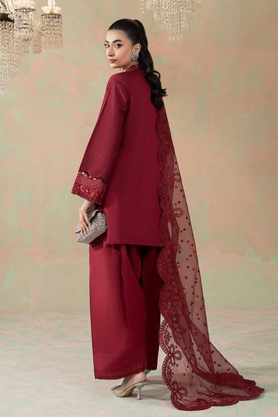 Maria B | RTW | 3 Piece Embroidered Silk Net Suit-Brand:Maria B-Type:Luxury Formals-Pink - House of Maryam- Buy in UK, USA