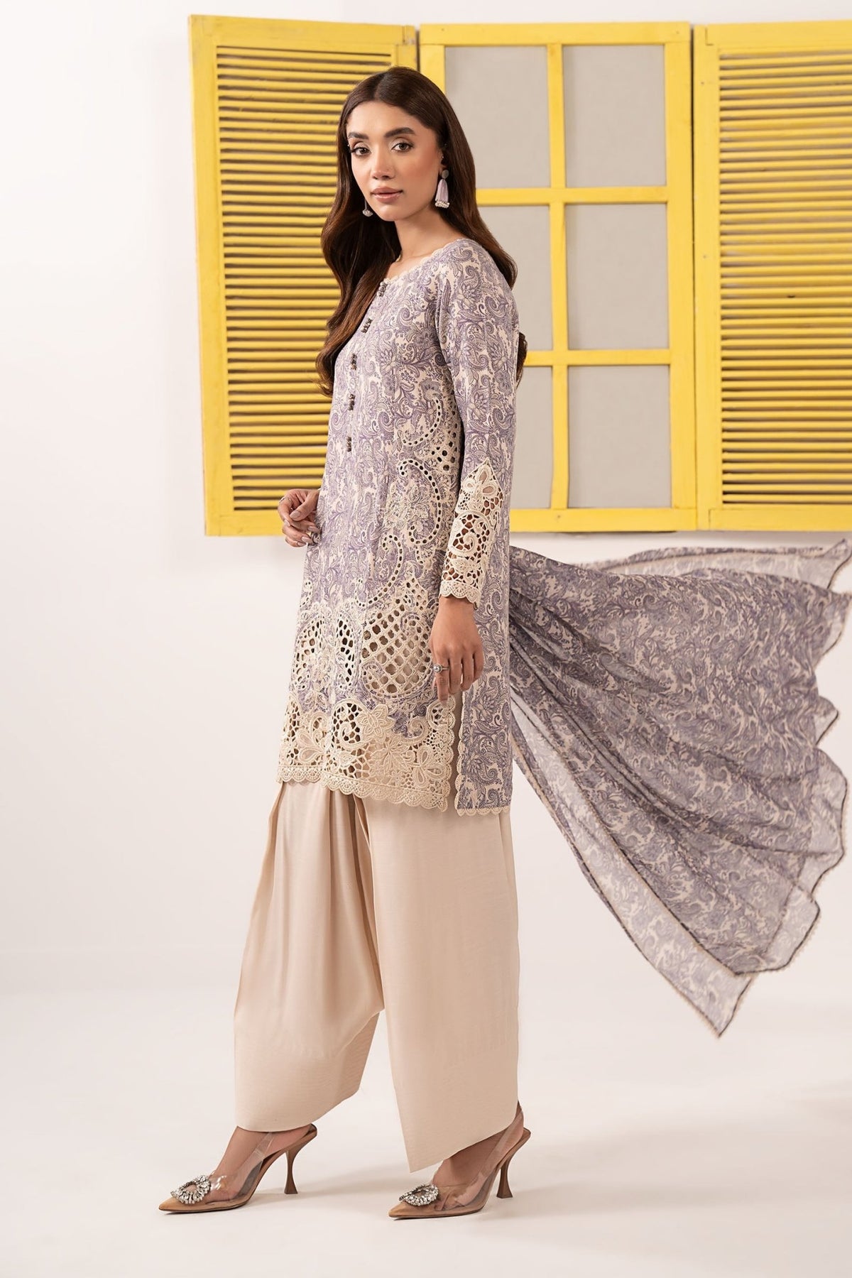 Maria B | RTW | 3 Piece Embroidered Silk Suit-Brand:Maria B-Type:Luxury Pret-White - House of Maryam- Buy in UK, USA