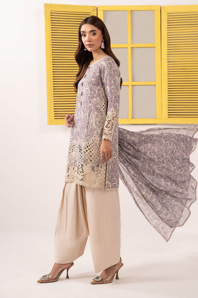 Maria B | RTW | 3 Piece Embroidered Silk Suit-Brand:Maria B-Type:Luxury Pret-White - House of Maryam- Buy in UK, USA