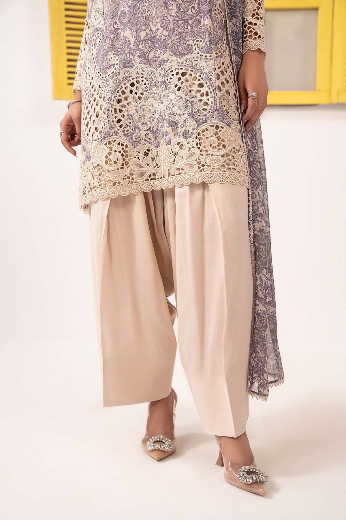 Maria B | RTW | 3 Piece Embroidered Silk Suit-Brand:Maria B-Type:Luxury Pret-White - House of Maryam- Buy in UK, USA