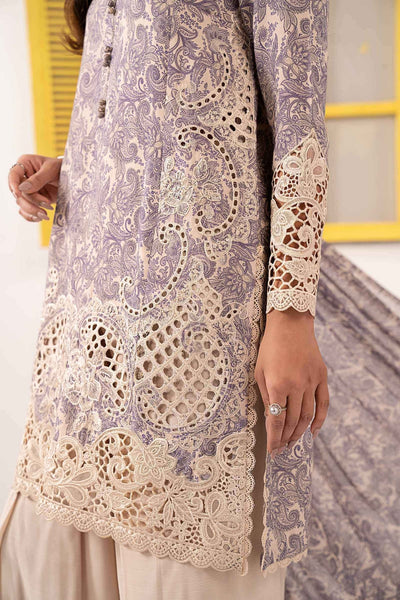 Maria B | RTW | 3 Piece Embroidered Silk Suit-Brand:Maria B-Type:Luxury Pret-White - House of Maryam- Buy in UK, USA