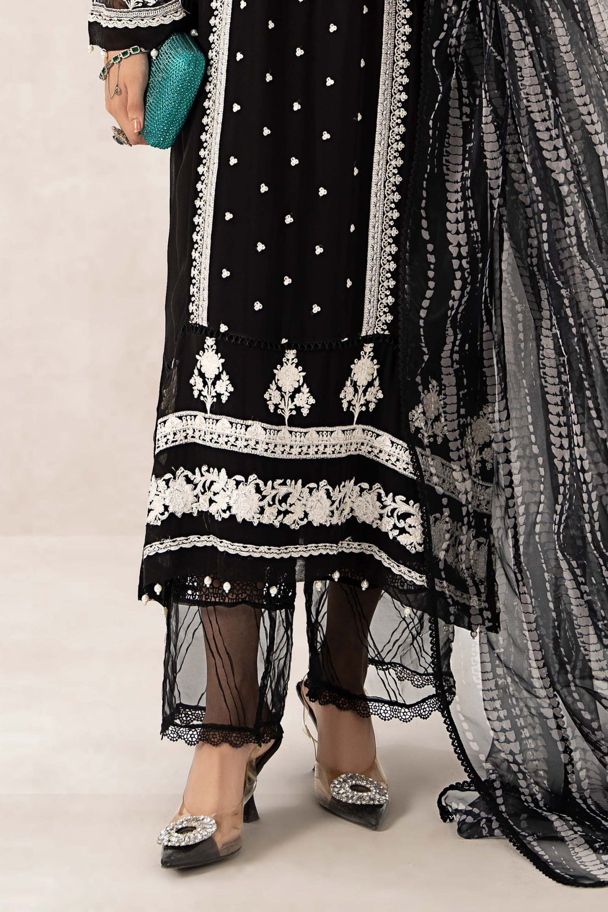 Maria B | RTW | 3 Piece Embroidered Suit-Brand:Maria B-Type:Luxury Formals-Black - House of Maryam- Buy in UK, USA