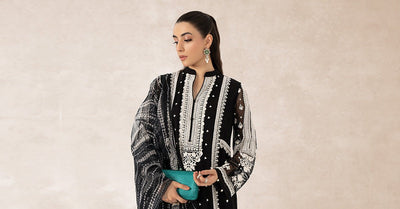 Maria B | RTW | 3 Piece Embroidered Suit-Brand:Maria B-Type:Luxury Formals-Black - House of Maryam- Buy in UK, USA