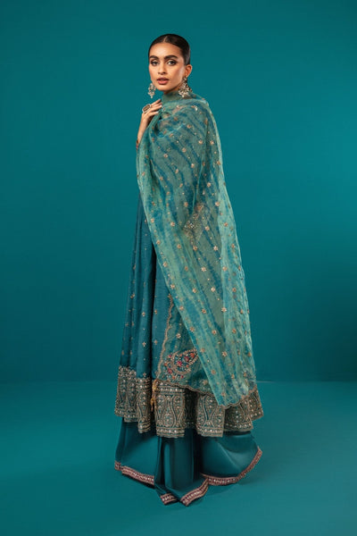 Maria B | RTW | 3 Piece Embroidered Suit-Brand:Maria B-Type:Luxury Formals-Blue - House of Maryam- Buy in UK, USA