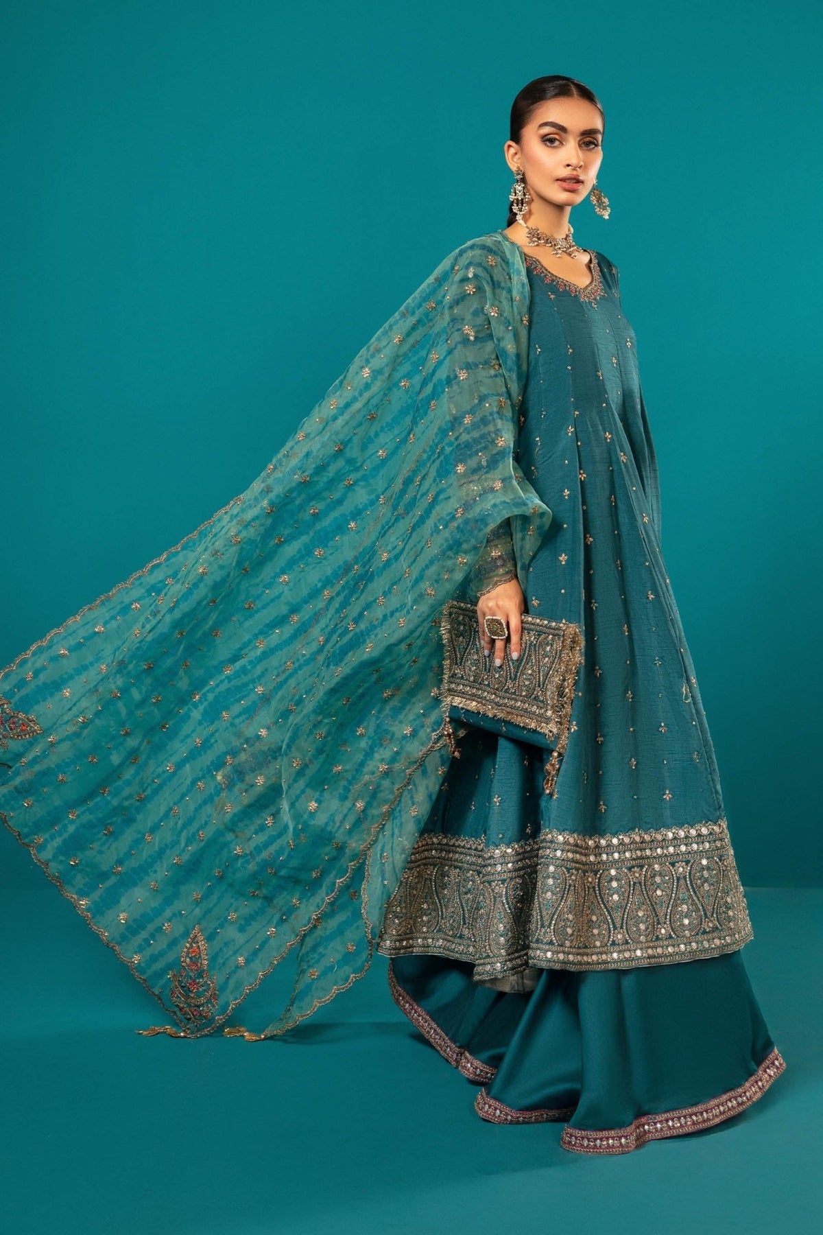 Maria B | RTW | 3 Piece Embroidered Suit-Brand:Maria B-Type:Luxury Formals-Blue - House of Maryam- Buy in UK, USA