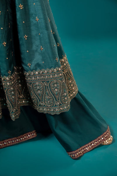 Maria B | RTW | 3 Piece Embroidered Suit-Brand:Maria B-Type:Luxury Formals-Blue - House of Maryam- Buy in UK, USA