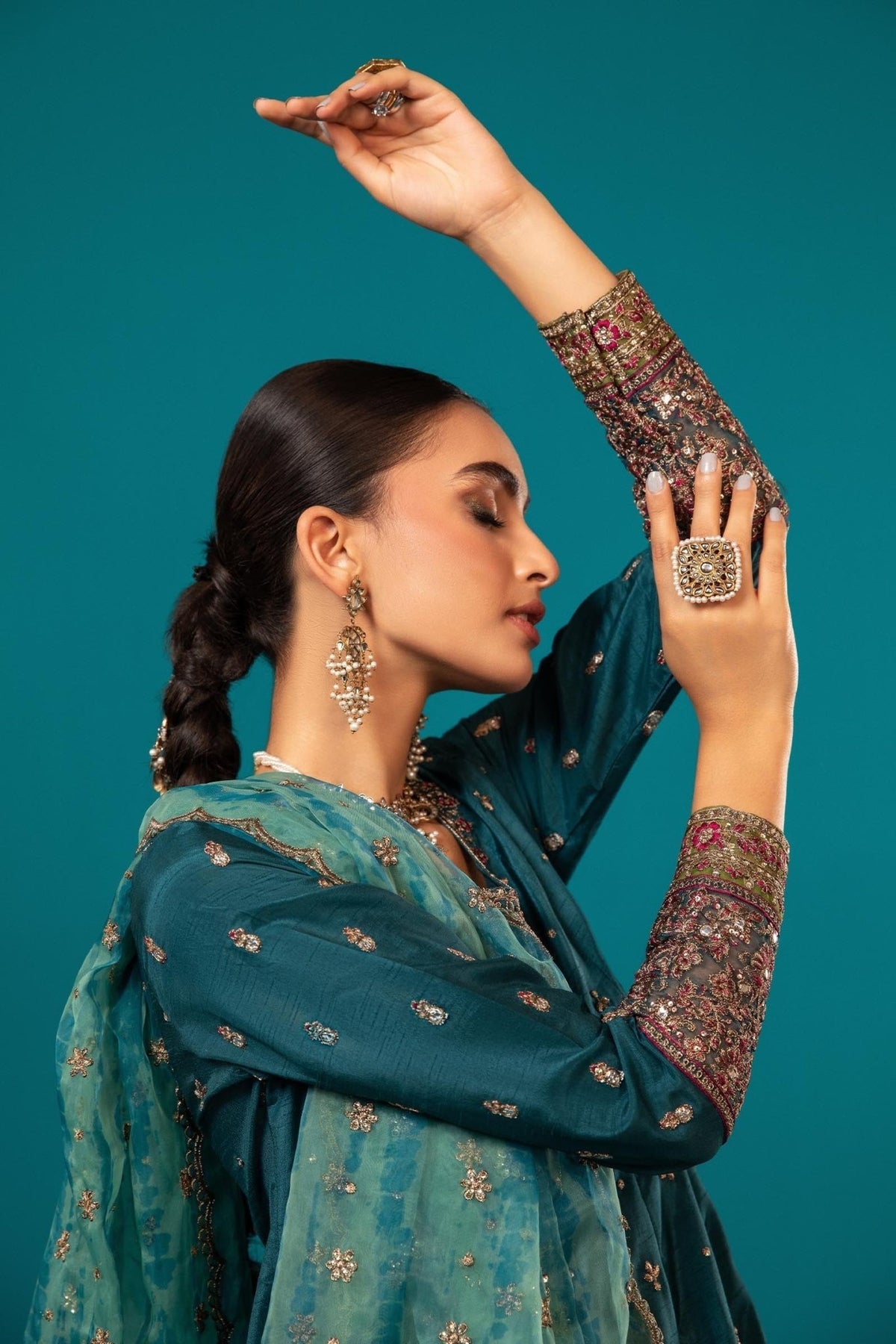 Maria B | RTW | 3 Piece Embroidered Suit-Brand:Maria B-Type:Luxury Formals-Blue - House of Maryam- Buy in UK, USA
