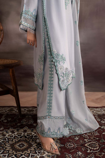 Maria B | RTW | 3 Piece Embroidered Tassel Silk Suit-Brand:Maria B-Type:Luxury Pret-Blue - House of Maryam- Buy in UK, USA