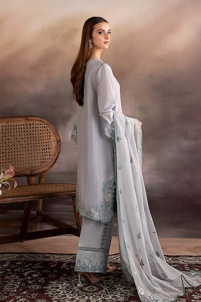 Maria B | RTW | 3 Piece Embroidered Tassel Silk Suit-Brand:Maria B-Type:Luxury Pret-Blue - House of Maryam- Buy in UK, USA