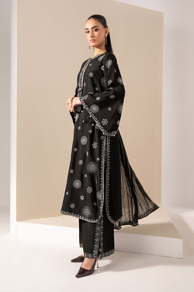 Maria B | RTW | 3 Piece Embroidered Tissue Staple Suit-Brand:Maria B-Type:Luxury Formals-Black - House of Maryam- Buy in UK, USA