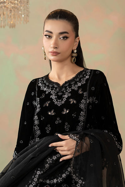 Maria B | RTW | 3 Piece Embroidered Velvet Suit-Brand:Maria B-Type:Luxury Formals-Black - House of Maryam- Buy in UK, USA