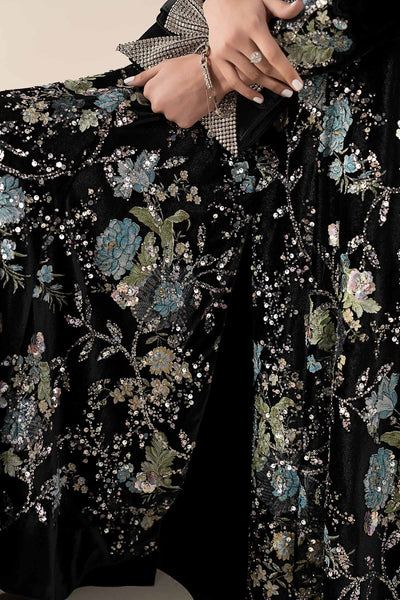 Maria B | RTW | 3 Piece Embroidered Velvet Suit-Brand:Maria B-Type:Luxury Formals-Black - House of Maryam- Buy in UK, USA