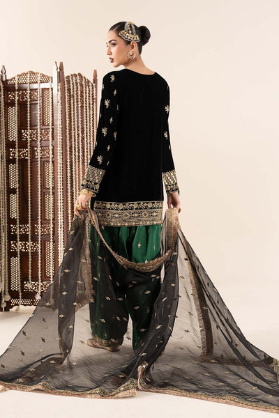 Maria B | RTW | 3 Piece Embroidered Velvet Suit-Brand:Maria B-Type:Luxury Formals-Black - House of Maryam- Buy in UK, USA