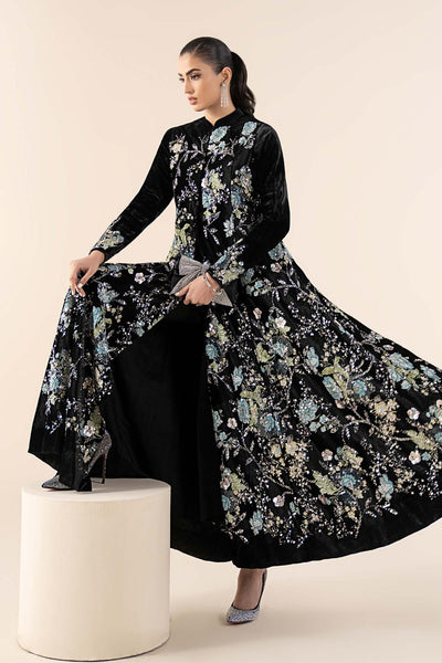 Maria B | RTW | 3 Piece Embroidered Velvet Suit-Brand:Maria B-Type:Luxury Formals-Black - House of Maryam- Buy in UK, USA