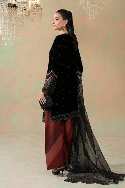 Maria B | RTW | 3 Piece Embroidered Velvet Suit-Brand:Maria B-Type:Luxury Formals-Black - House of Maryam- Buy in UK, USA