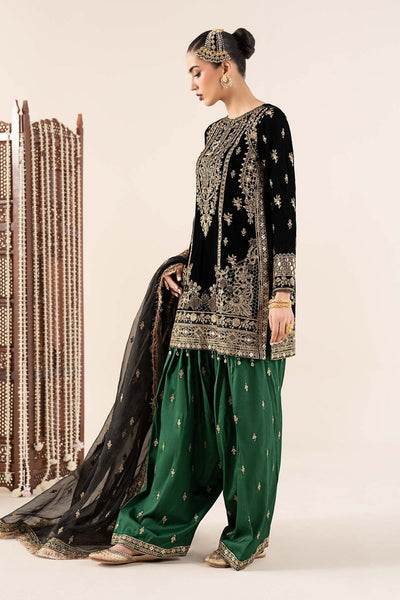 Maria B | RTW | 3 Piece Embroidered Velvet Suit-Brand:Maria B-Type:Luxury Formals-Black - House of Maryam- Buy in UK, USA