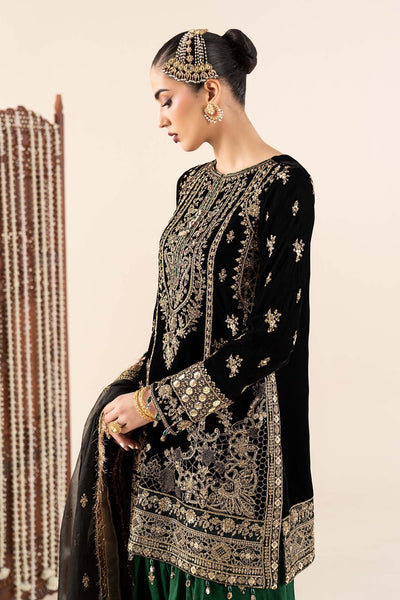 Maria B | RTW | 3 Piece Embroidered Velvet Suit-Brand:Maria B-Type:Luxury Formals-Black - House of Maryam- Buy in UK, USA