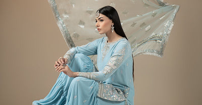 Maria B | RTW | 3 Piece Embroidered Velvet Suit-Brand:Maria B-Type:Luxury Formals-Blue - House of Maryam- Buy in UK, USA