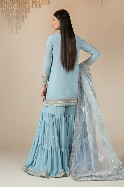 Maria B | RTW | 3 Piece Embroidered Velvet Suit-Brand:Maria B-Type:Luxury Formals-Blue - House of Maryam- Buy in UK, USA