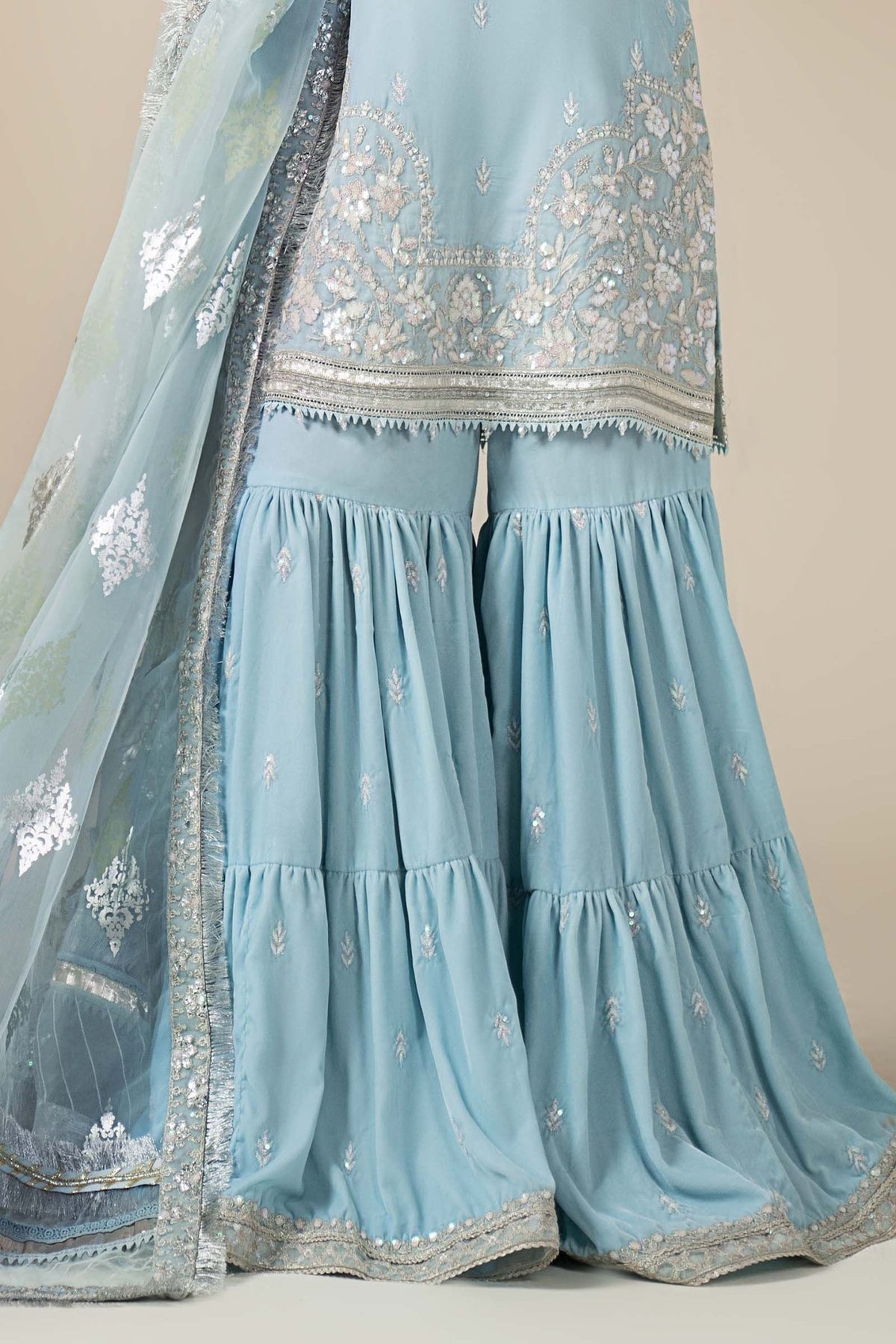 Maria B | RTW | 3 Piece Embroidered Velvet Suit-Brand:Maria B-Type:Luxury Formals-Blue - House of Maryam- Buy in UK, USA