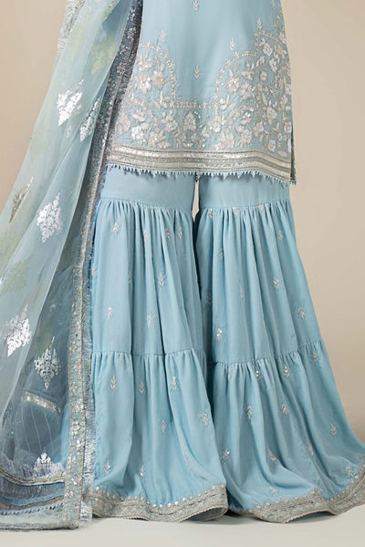 Maria B | RTW | 3 Piece Embroidered Velvet Suit-Brand:Maria B-Type:Luxury Formals-Blue - House of Maryam- Buy in UK, USA