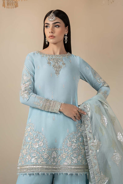 Maria B | RTW | 3 Piece Embroidered Velvet Suit-Brand:Maria B-Type:Luxury Formals-Blue - House of Maryam- Buy in UK, USA
