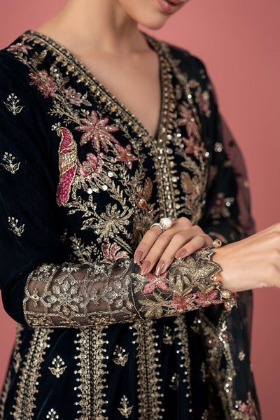 Maria B | RTW | 3 Piece Embroidered Velvet Suit-Brand:Maria B-Type:Luxury Formals-Green - House of Maryam- Buy in UK, USA