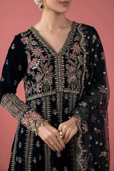 Maria B | RTW | 3 Piece Embroidered Velvet Suit-Brand:Maria B-Type:Luxury Formals-Green - House of Maryam- Buy in UK, USA