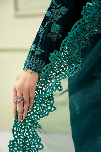 Maria B | RTW | 3 Piece Embroidered Velvet Suit-Brand:Maria B-Type:Luxury Formals-Green - House of Maryam- Buy in UK, USA