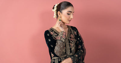 Maria B | RTW | 3 Piece Embroidered Velvet Suit-Brand:Maria B-Type:Luxury Formals-Green - House of Maryam- Buy in UK, USA