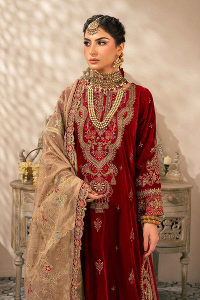 Maria B | RTW | 3 Piece Embroidered Velvet Suit-Brand:Maria B-Type:Luxury Formals-Pink - House of Maryam- Buy in UK, USA