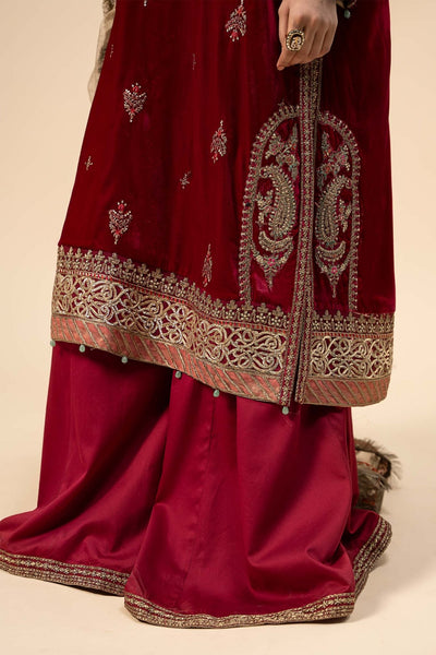 Maria B | RTW | 3 Piece Embroidered Velvet Suit-Brand:Maria B-Type:Luxury Formals-Pink - House of Maryam- Buy in UK, USA