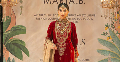 Maria B | RTW | 3 Piece Embroidered Velvet Suit-Brand:Maria B-Type:Luxury Formals-Pink - House of Maryam- Buy in UK, USA