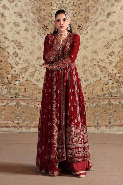 Maria B | RTW | 3 Piece Embroidered Velvet Suit-Brand:Maria B-Type:Luxury Formals-Red - House of Maryam- Buy in UK, USA